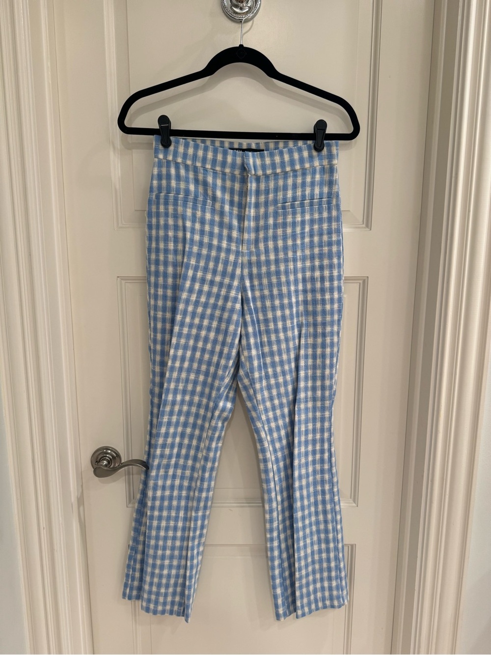 Zara Blue and White Gingham Trousers